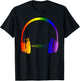 Bunte Kopfhörer Regenbogen Party Techno Radio Nachtclub DJ T-Shirt - T-Shirt | Black