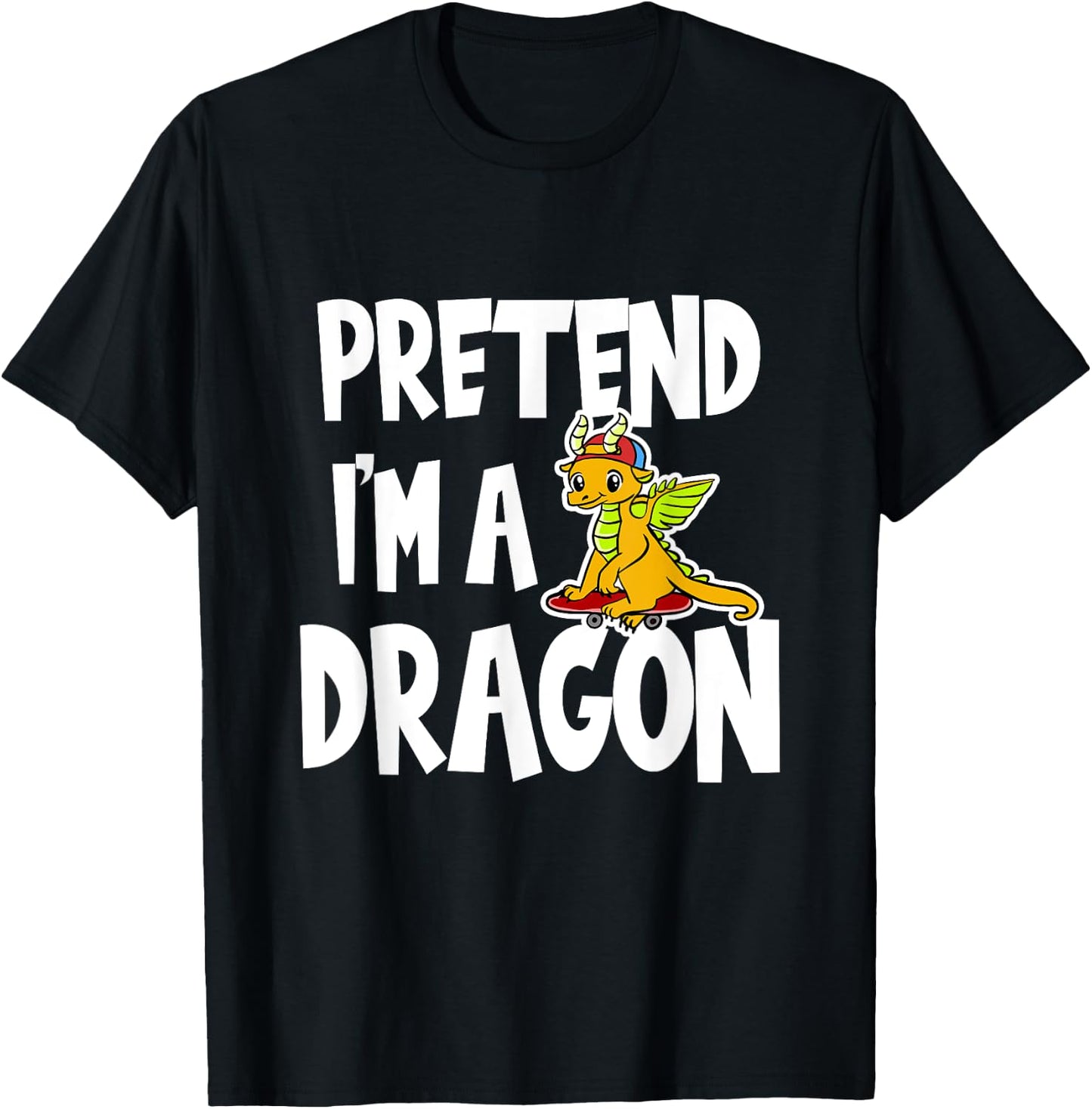 Pretend I'm A Dragon Halloween Costume Funny Gift T-Shirt - T-Shirt | Black