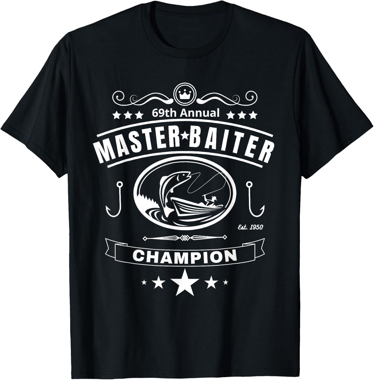 Funny Fishing MASTER BAITER CHAMPION Men's gift T-Shirt - T-Shirt | Black