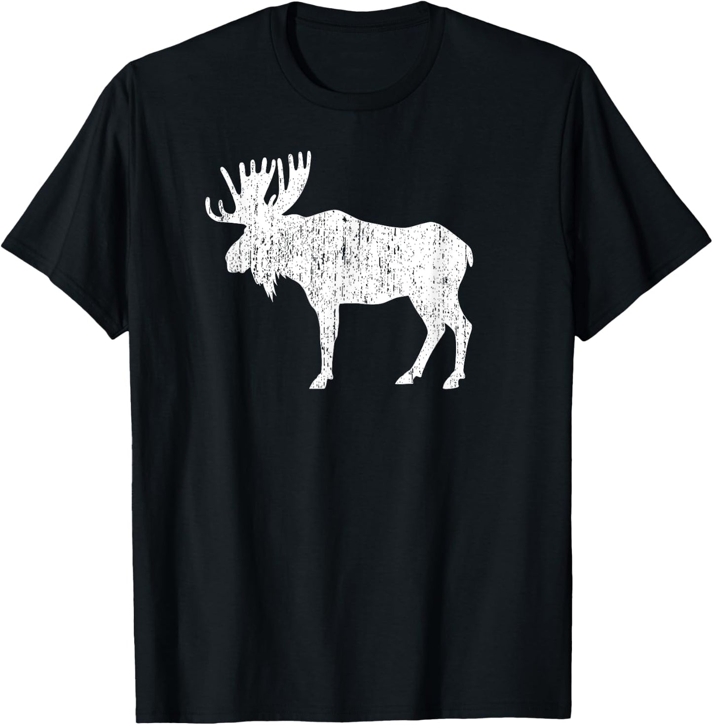 Retro Vintage Distressed Moose T-Shirt - T-Shirt | Black