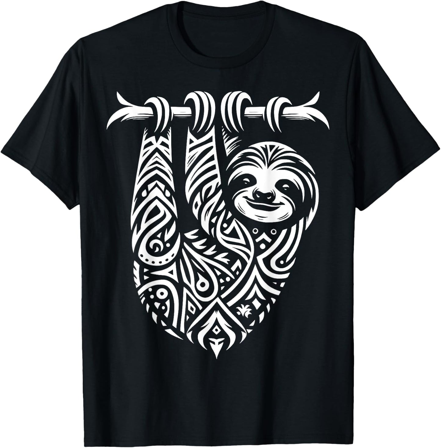 Tribal Three-Toed Sloth T-Shirt - T-Shirt | Black