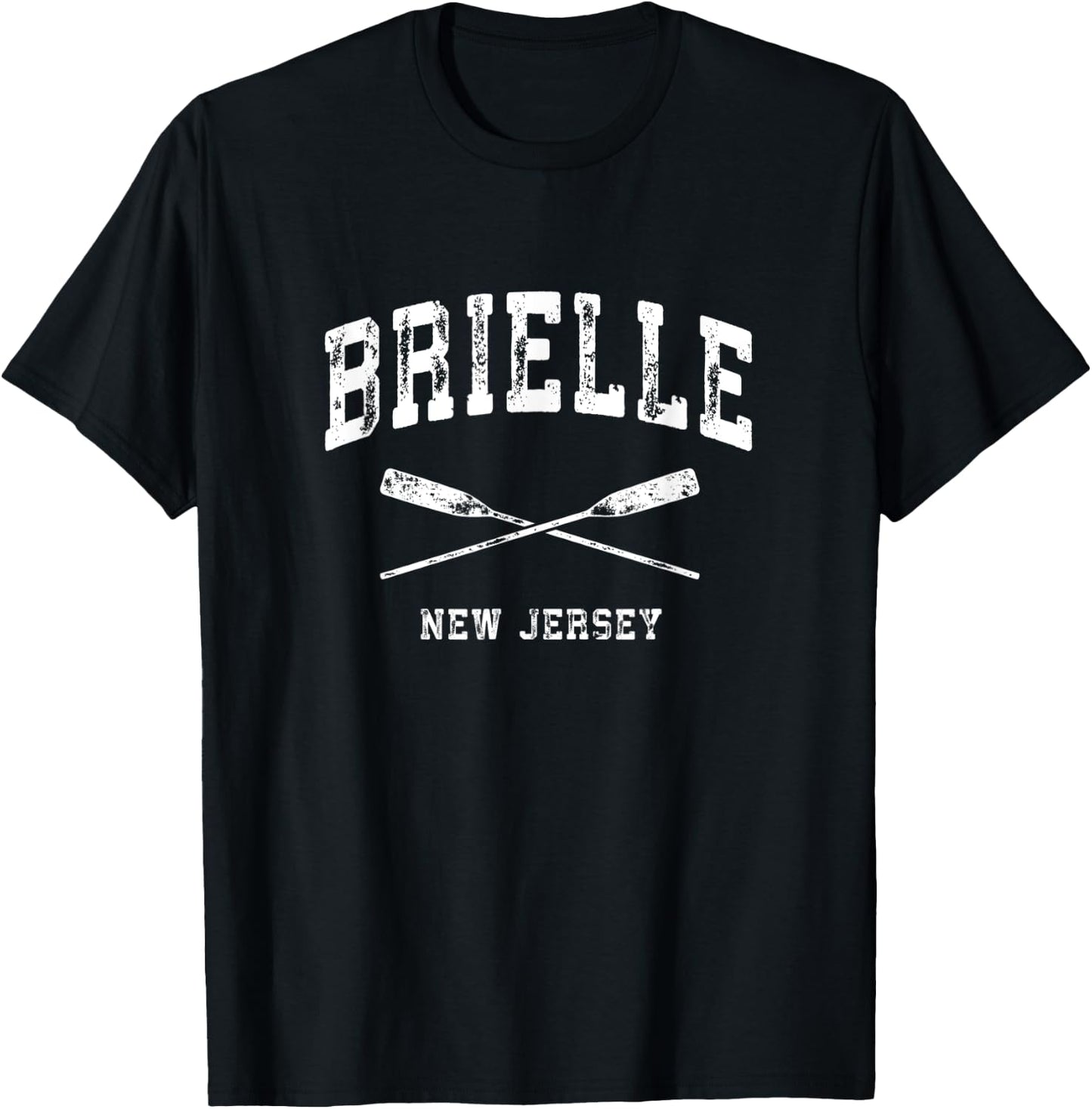 Brielle New Jersey Vintage Nautical Crossed Oars T-Shirt - T-Shirt | Black