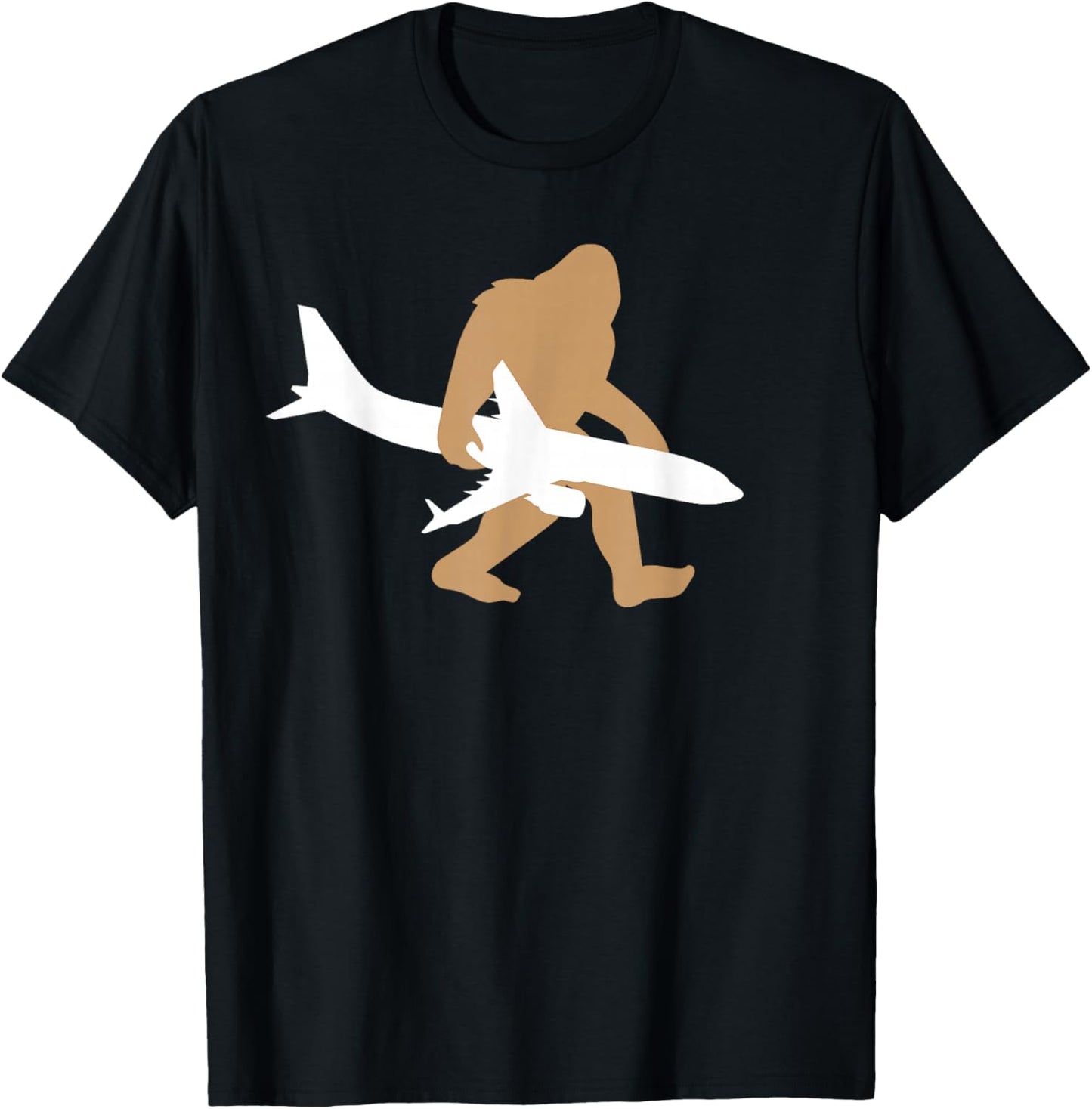 Funny Bigfoot Airplane Shirt, Cute Pilot Sasquatch Gift T-Shirt - T-Shirt | Black
