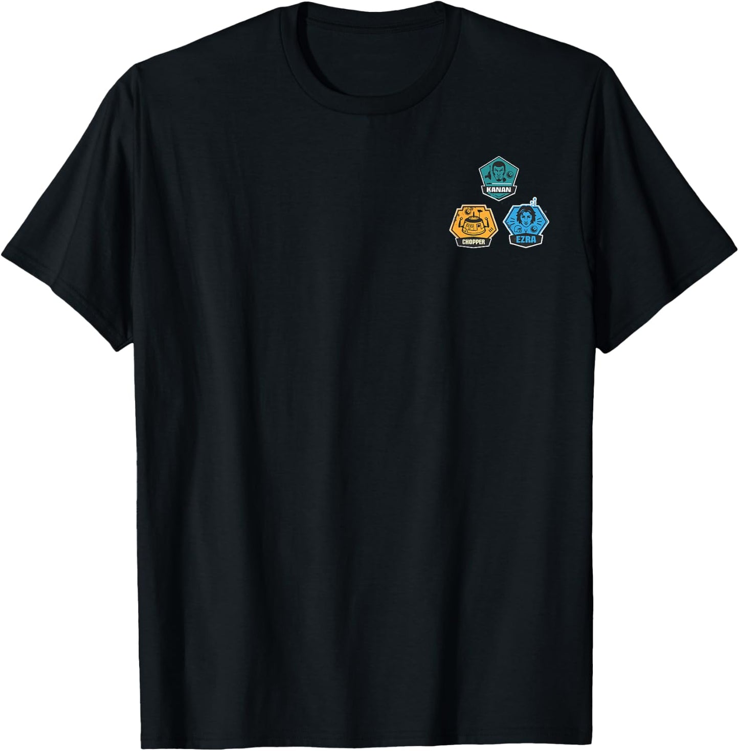 Star Wars Rebels Character Faces Small Pocket Badges T-Shirt - T-Shirt | Black