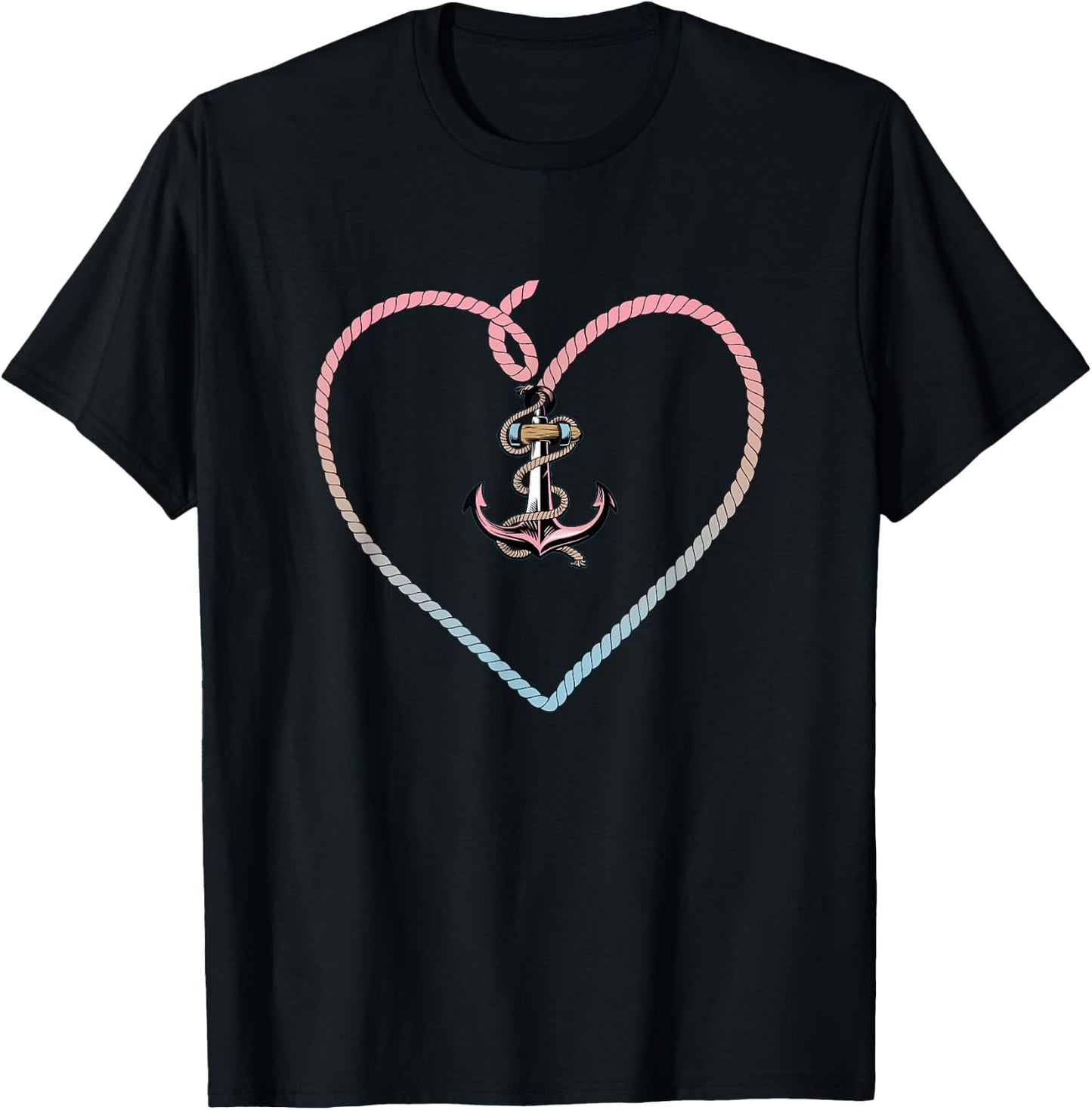 Heart Anchor Vacation Nautical Anchor T-Shirt - T-Shirt | Black