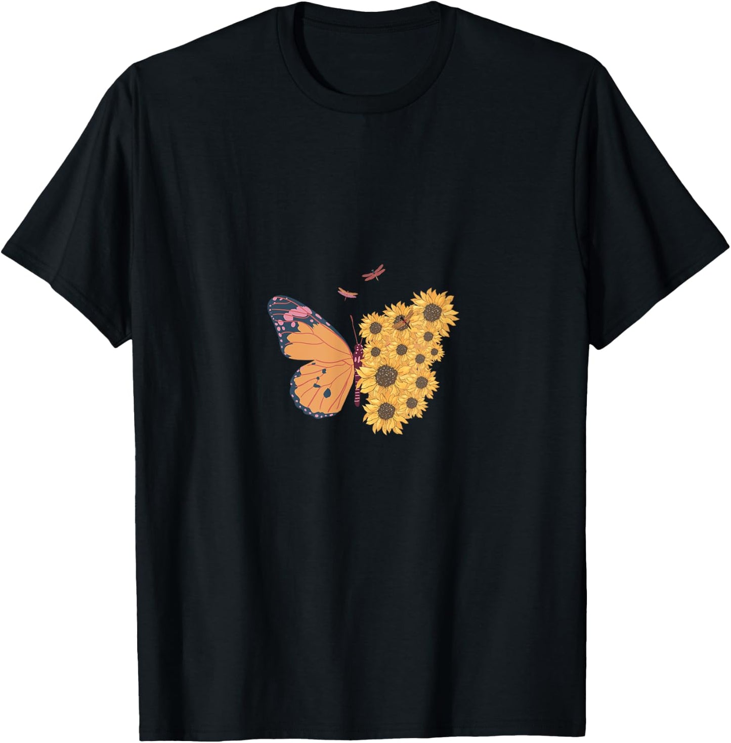 Sun Flower Butter Fly Summer Vibe Women T-Shirt - T-Shirt | Black