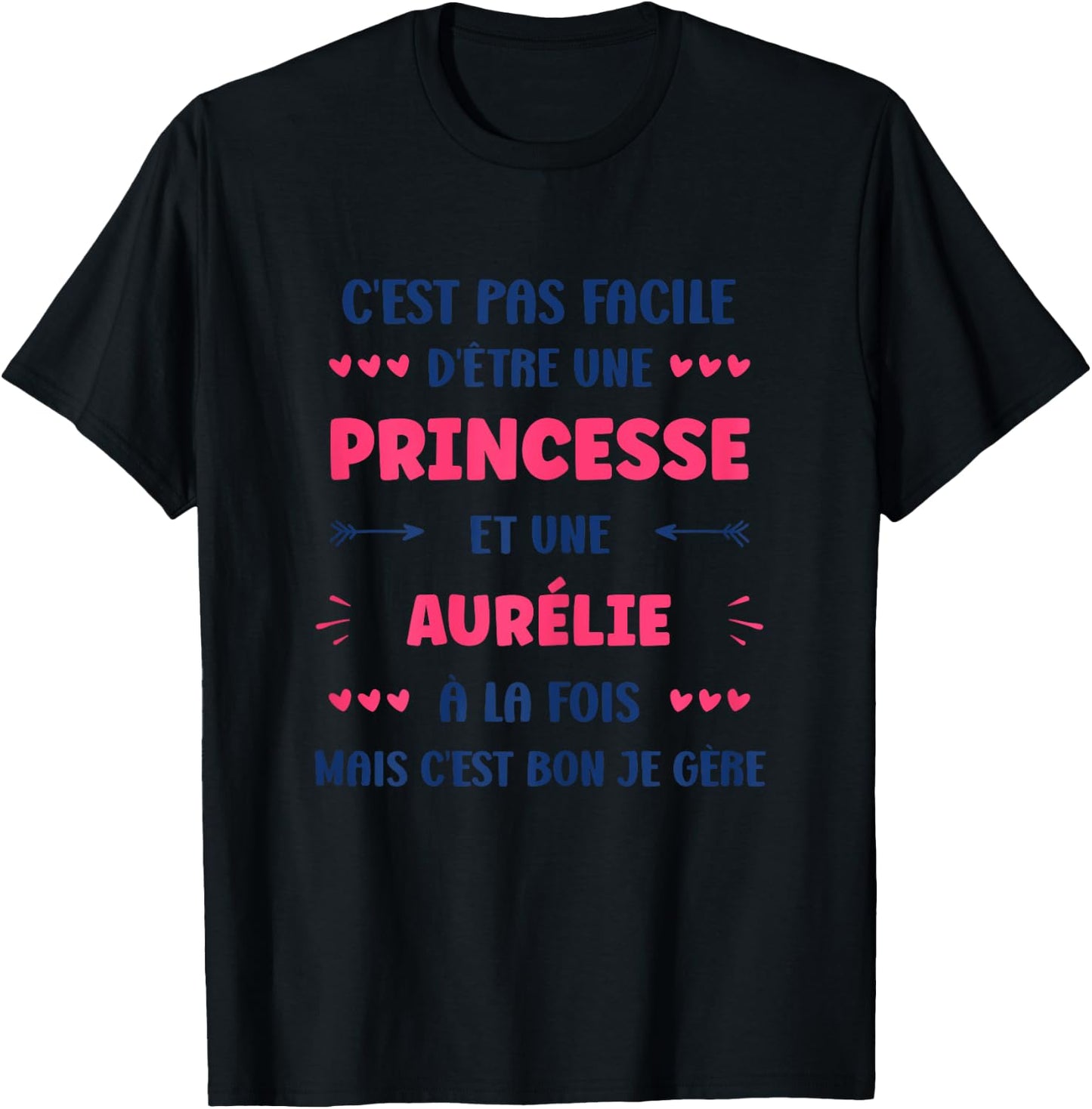 Princess Super Aurélie Girl First Name Humour Aurélie , white, Female X-Small T-Shirt - T-Shirt | Black