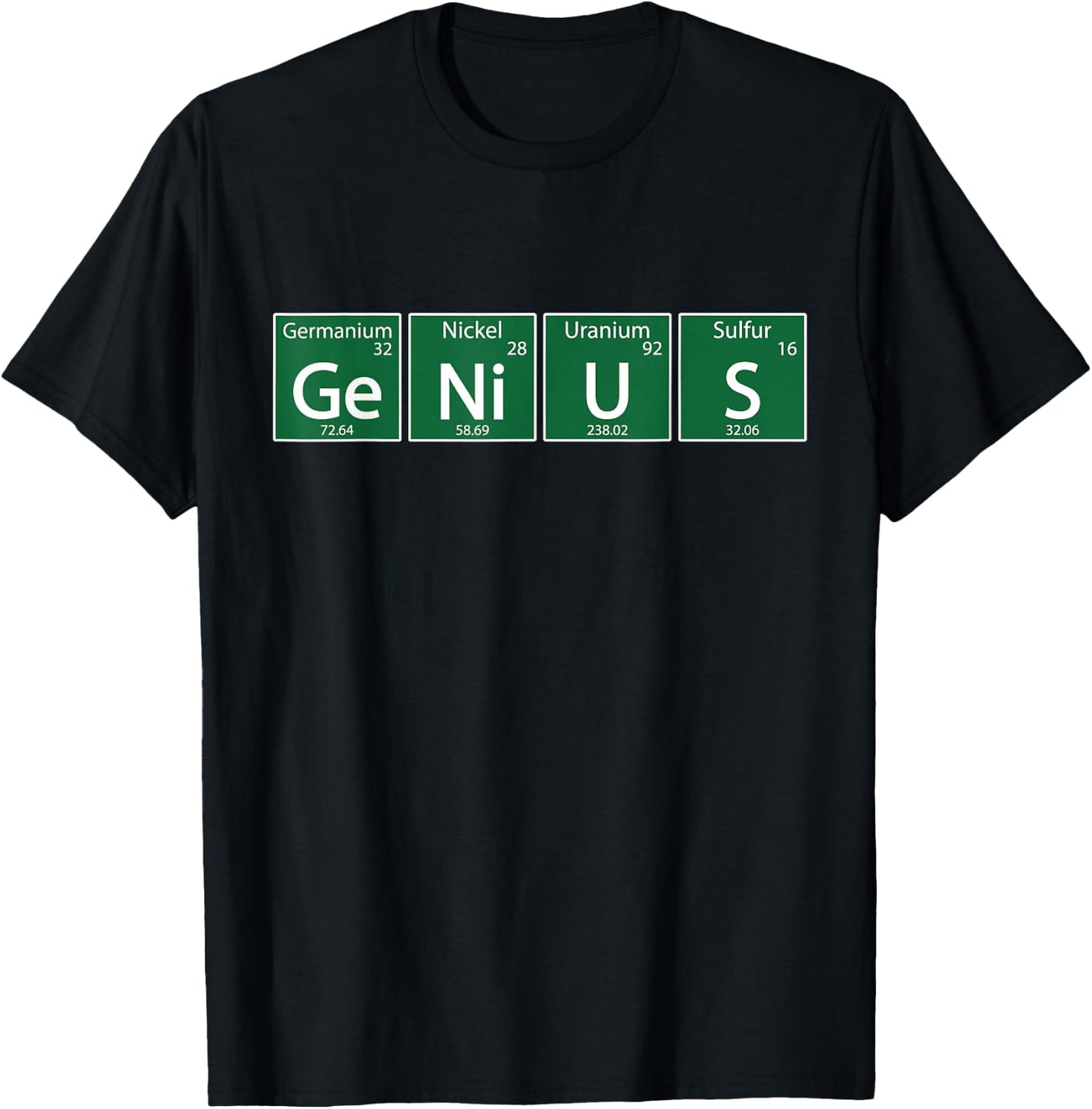 Genius Periodic Table of Elements Funny Science Design T-Shirt - T-Shirt | Black