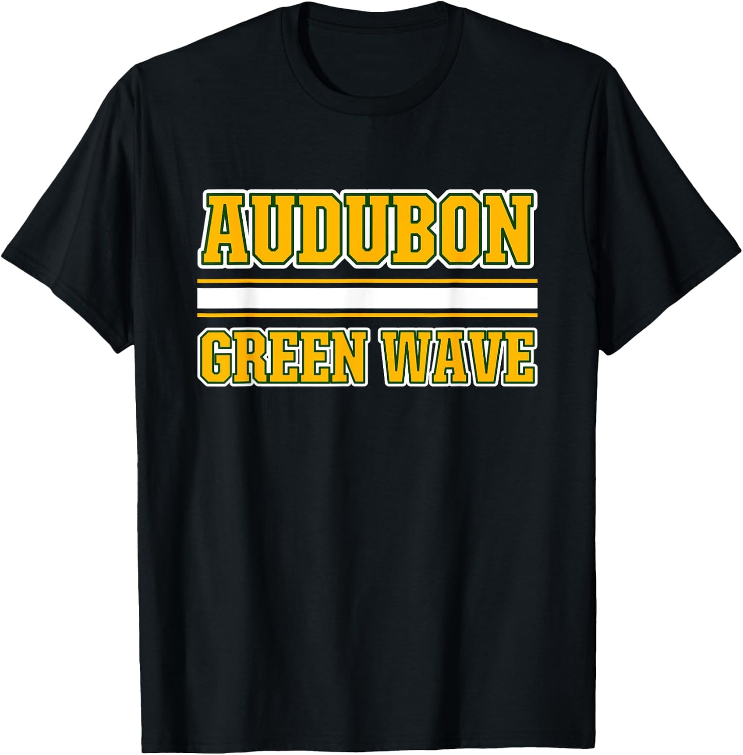 Audubon Green Wave Horizontal Stripes T-Shirt - T-Shirt | Black