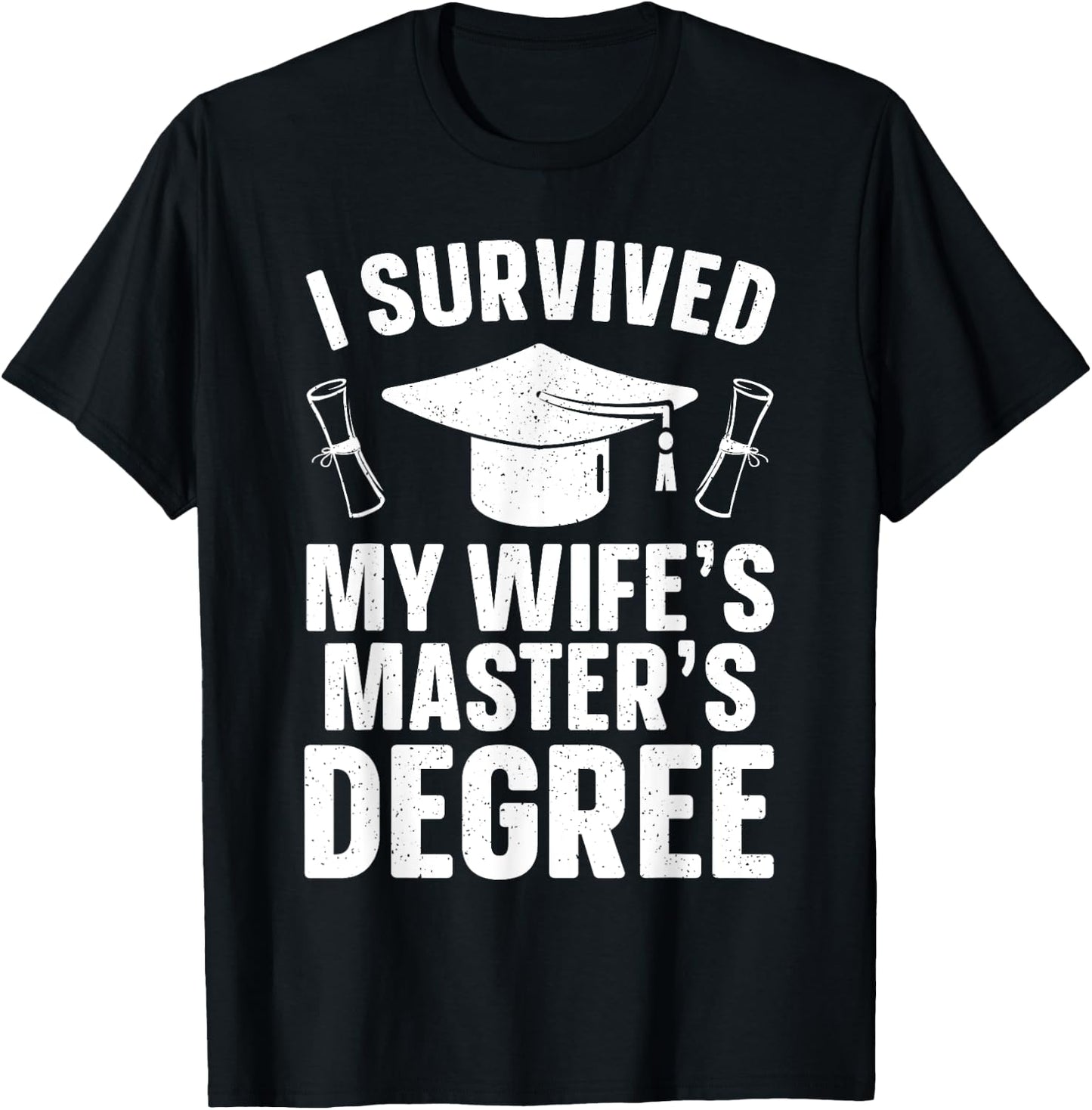 Masters Degree Graduation Art Husband Masters Degree T-Shirt - T-Shirt | Black
