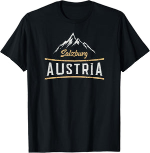 Retro Salzburg Austria Gift - Distressed Vacation T-Shirt - T-Shirt | Black
