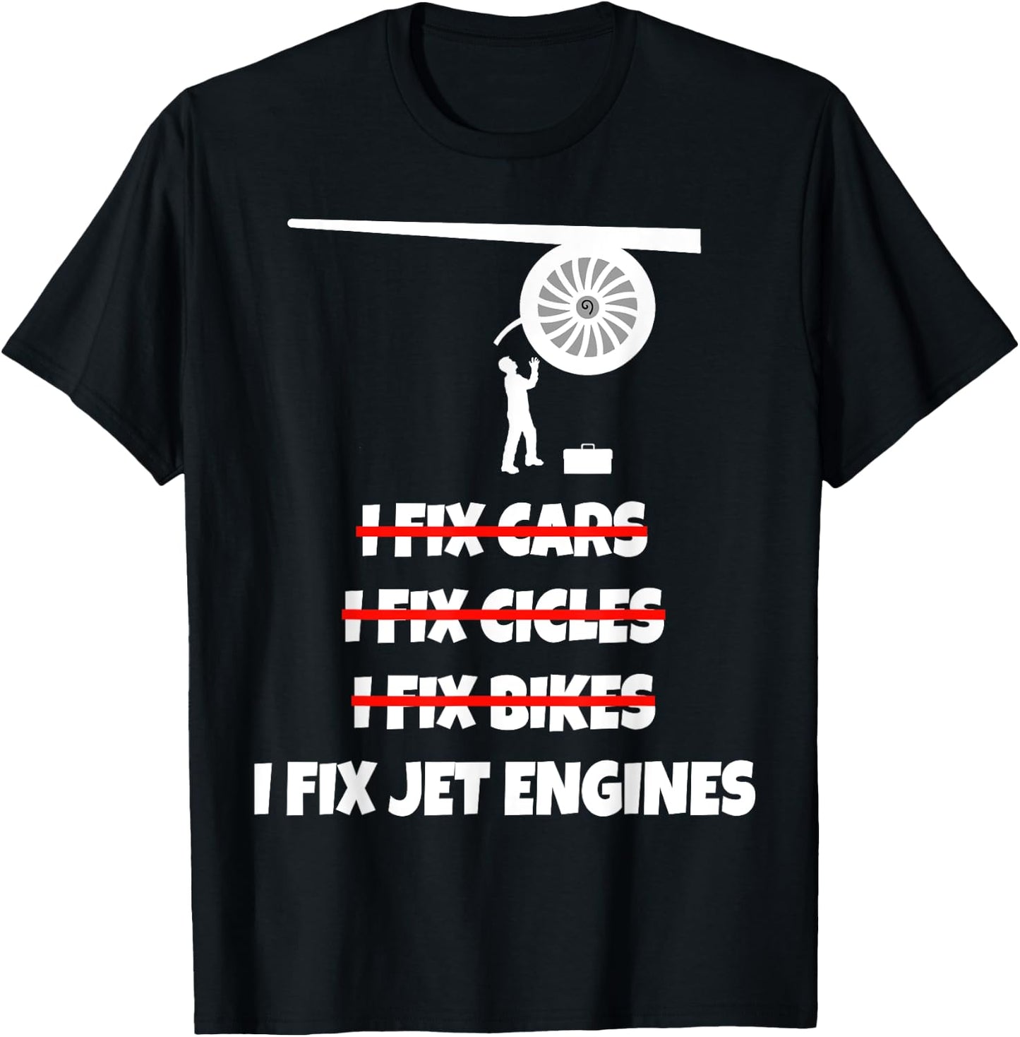 Jet Engine Picture Shirt Mechanic Airplane Technician T-Shirt - T-Shirt | Black