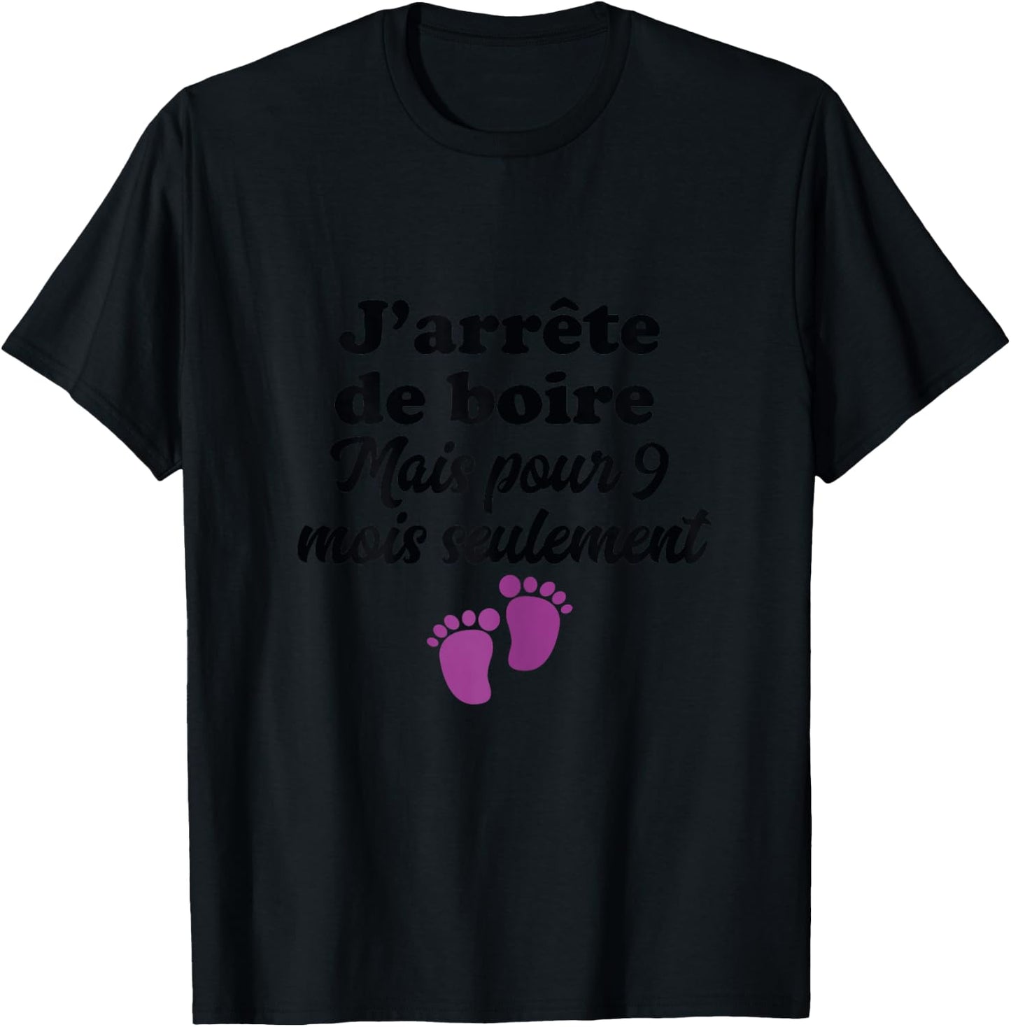 I Stop Drinking for 9 Months Pregnant Statement Woman , white, Female X-Small T-Shirt - T-Shirt | Black