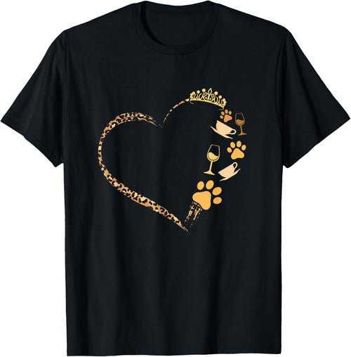 Cute Dogs Paw Crown Wine Coffee Leopard Print Heart