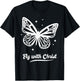 Fly with Christ Butterfly Butterflies Stars 90s Retro T-Shirt - T-Shirt | Black