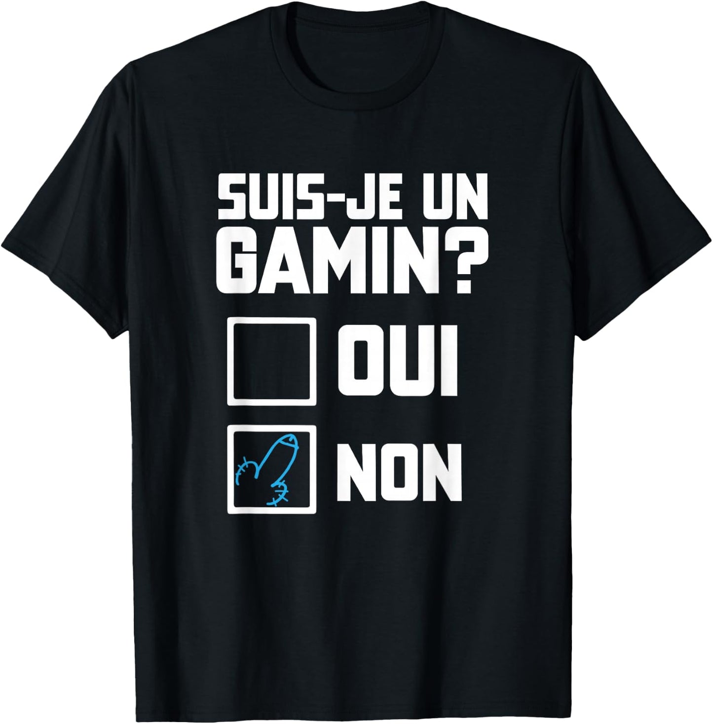 Suis je un gamin humour beautiful funny check box , Black, S T-Shirt - T-Shirt | Black