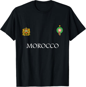Marokko Flagge Vintage Stil Retro Marokko Fußball Marokko T-Shirt - T-Shirt | Black