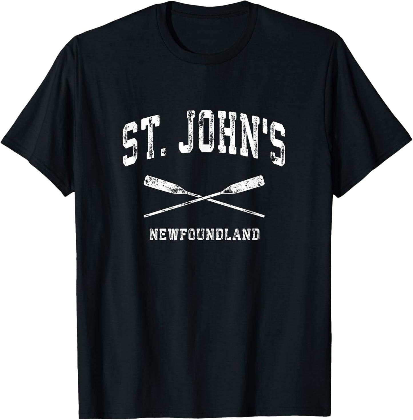 St. John's Newfoundland Vintage Nautical Crossed Oars T-Shirt - T-Shirt | Black