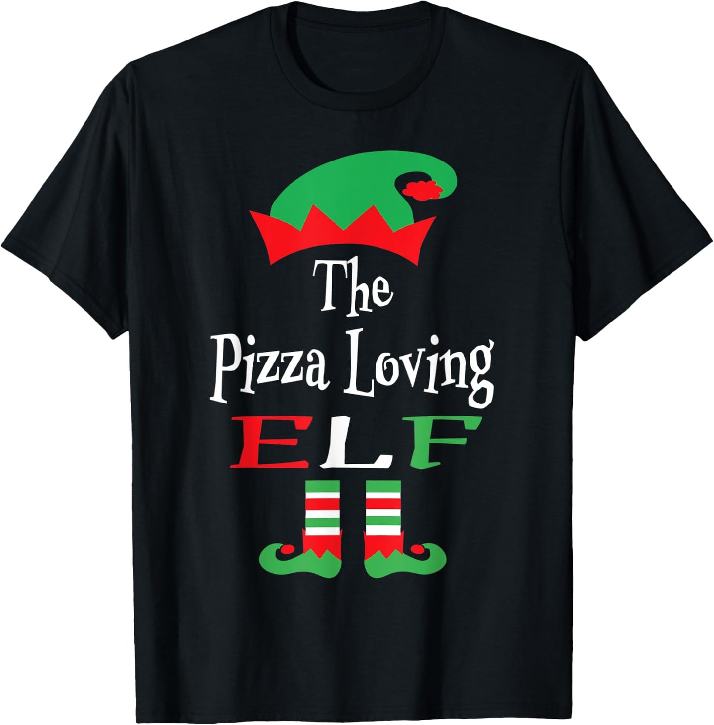 Christmas Funny The Pizza Loving Elf Shirt Youth Teens Gift T-Shirt - T-Shirt | Black