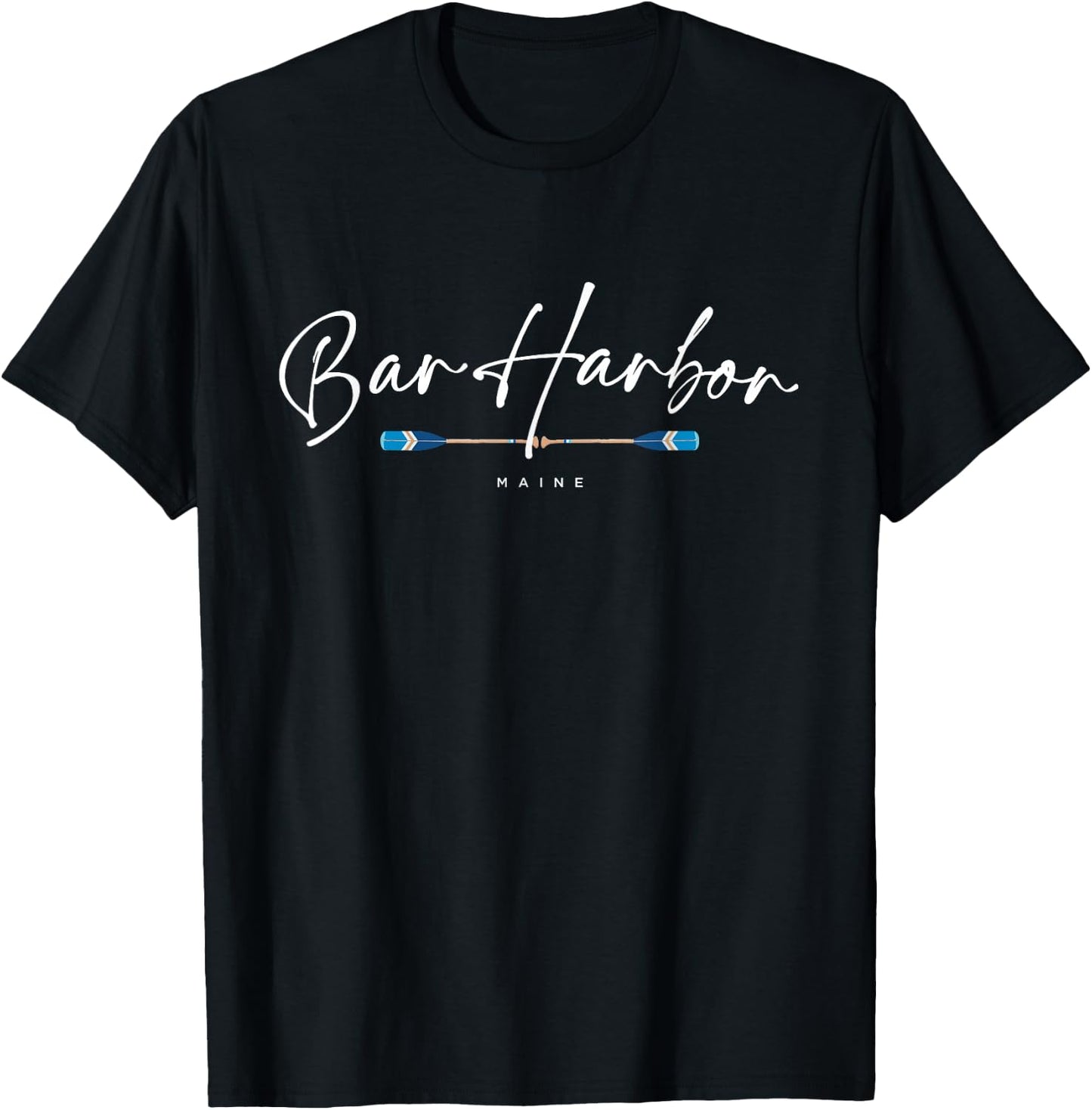 Bar Harbor Maine Oars Graphic T-Shirt - T-Shirt | Black