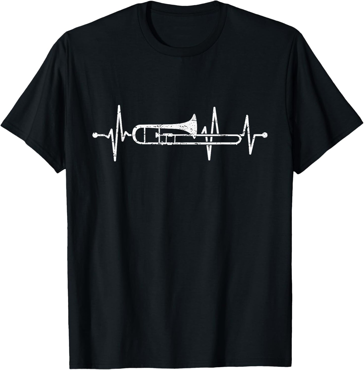 Trombone Heartbeat Orchestra Musician Trombone , black T-Shirt - T-Shirt | Black