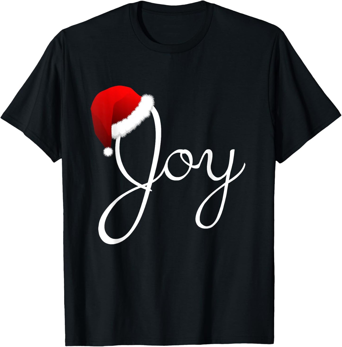 Joy Christmas Shirt - Santa Hat Christmas Joy T-Shirt - T-Shirt | Black