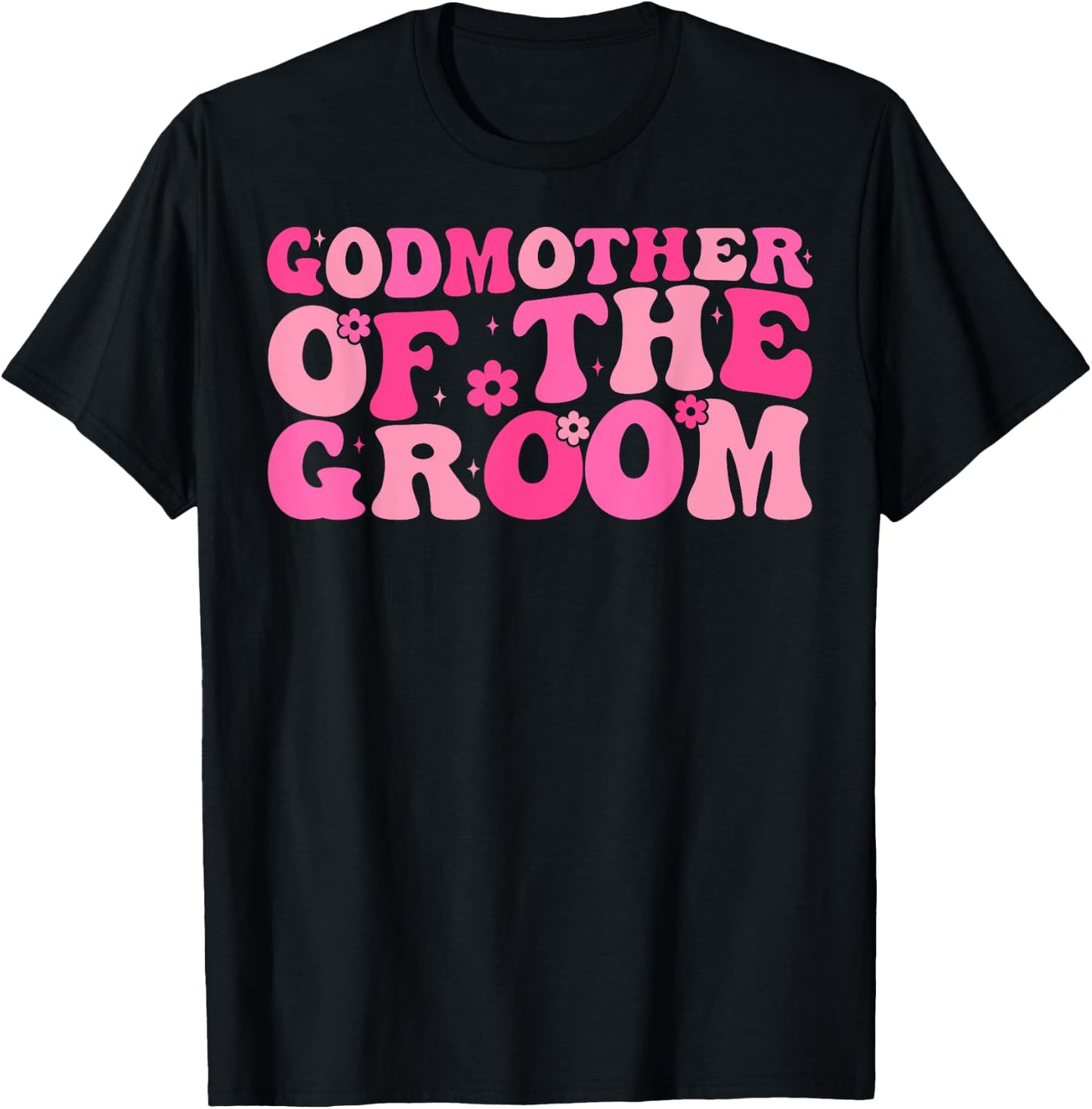 Godmother of the Groom Wedding Party Family Costume Retro T-Shirt - T-Shirt | Black