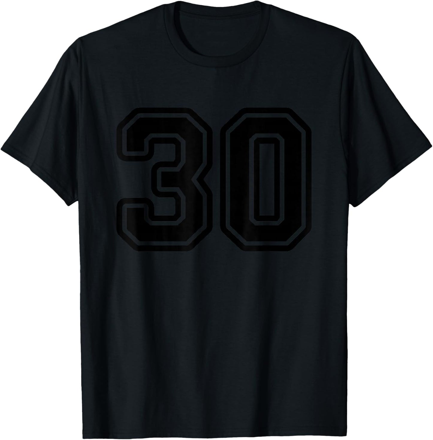 Number #30 Black Sport Varsity Number 30 T-Shirt - T-Shirt | Black