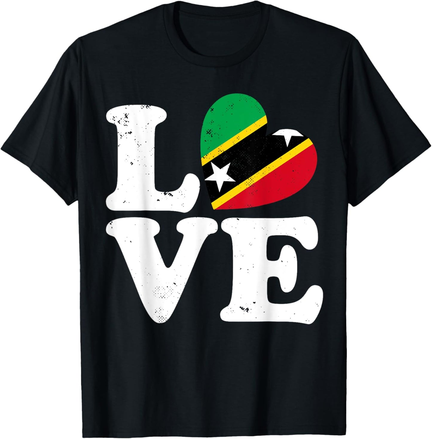 Love Heart St Kitts and Nevis Proud St Kitts and Nevis Flag T-Shirt - T-Shirt | Black
