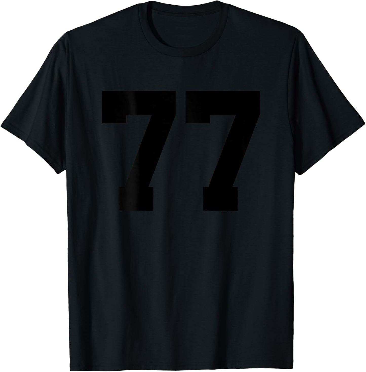 Number 77 (Prints on the Back) Cotton Team Jersey T-Shirt - T-Shirt | Black