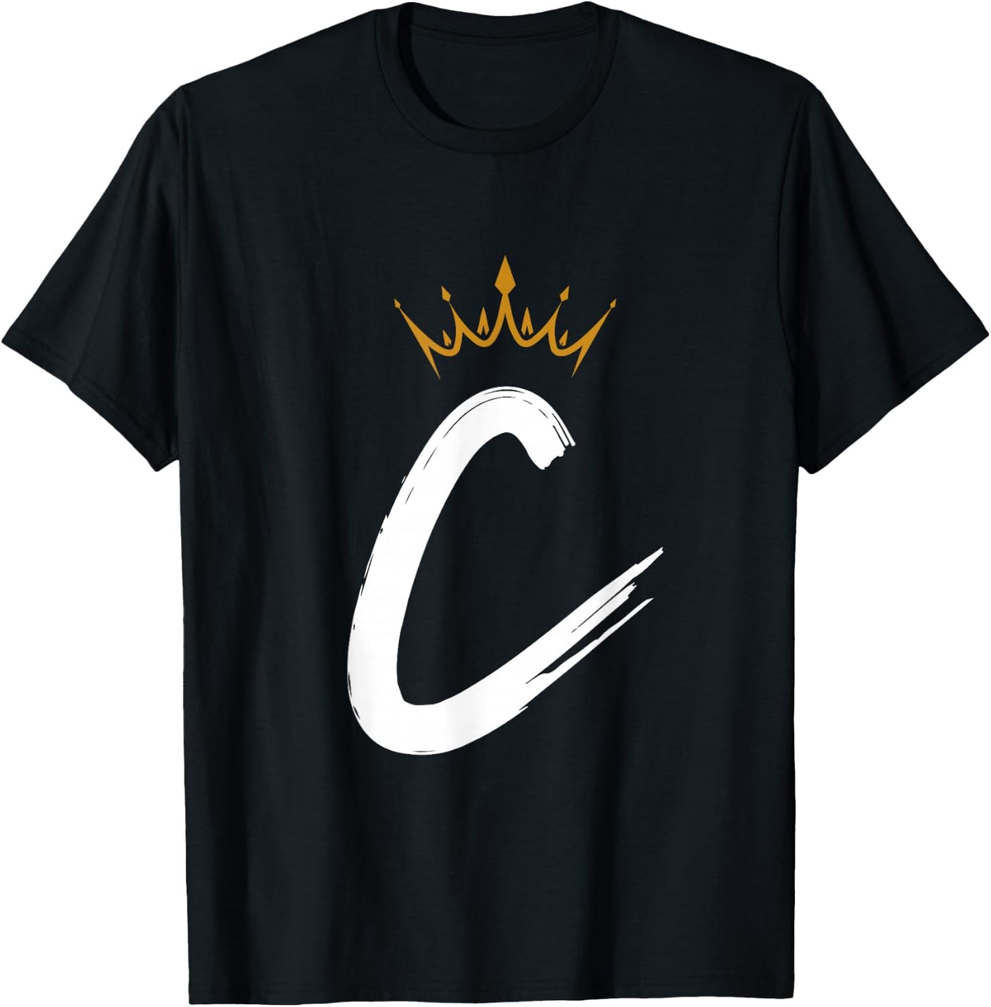 Queen King Letter C - Favorite Letter With Crown Alphabet T-Shirt - T-Shirt | Black