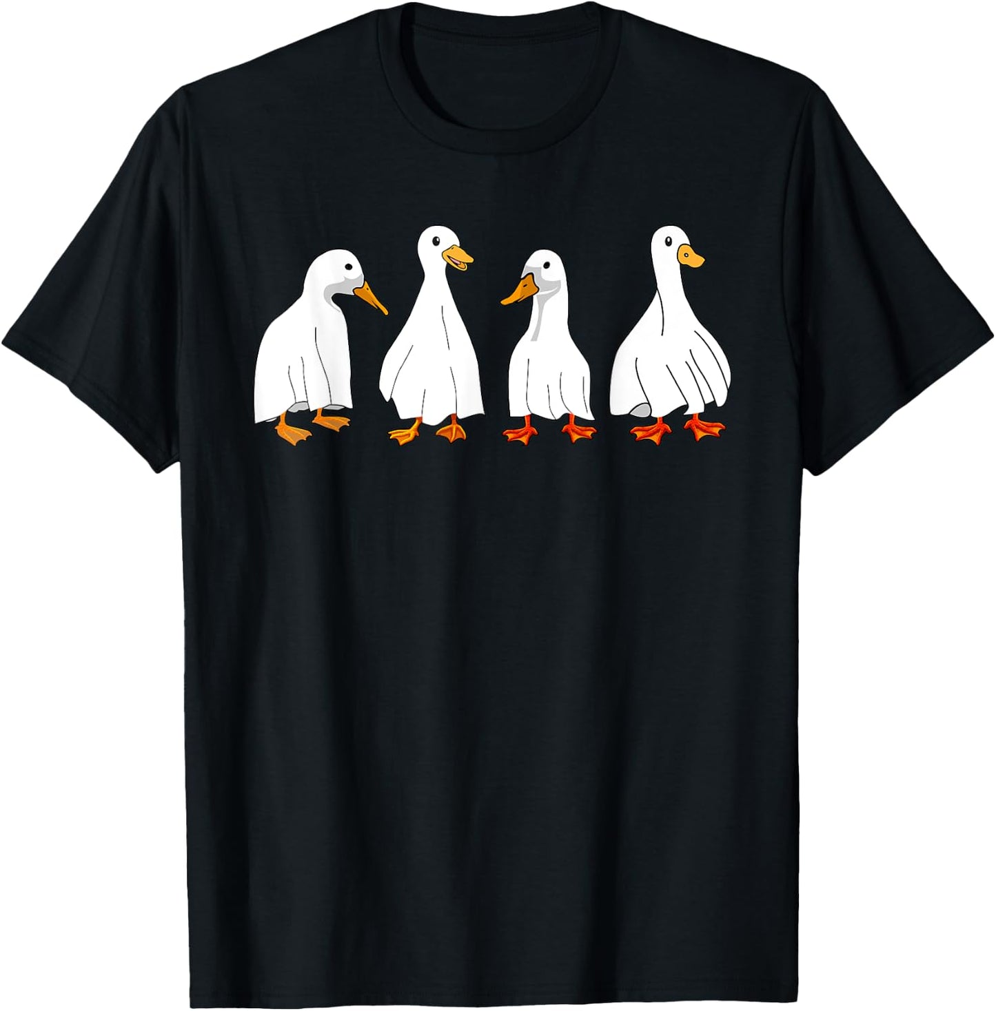 Halloween Ghost Ducks Spooky Season Funny Duck Goose T-Shirt - T-Shirt | Black
