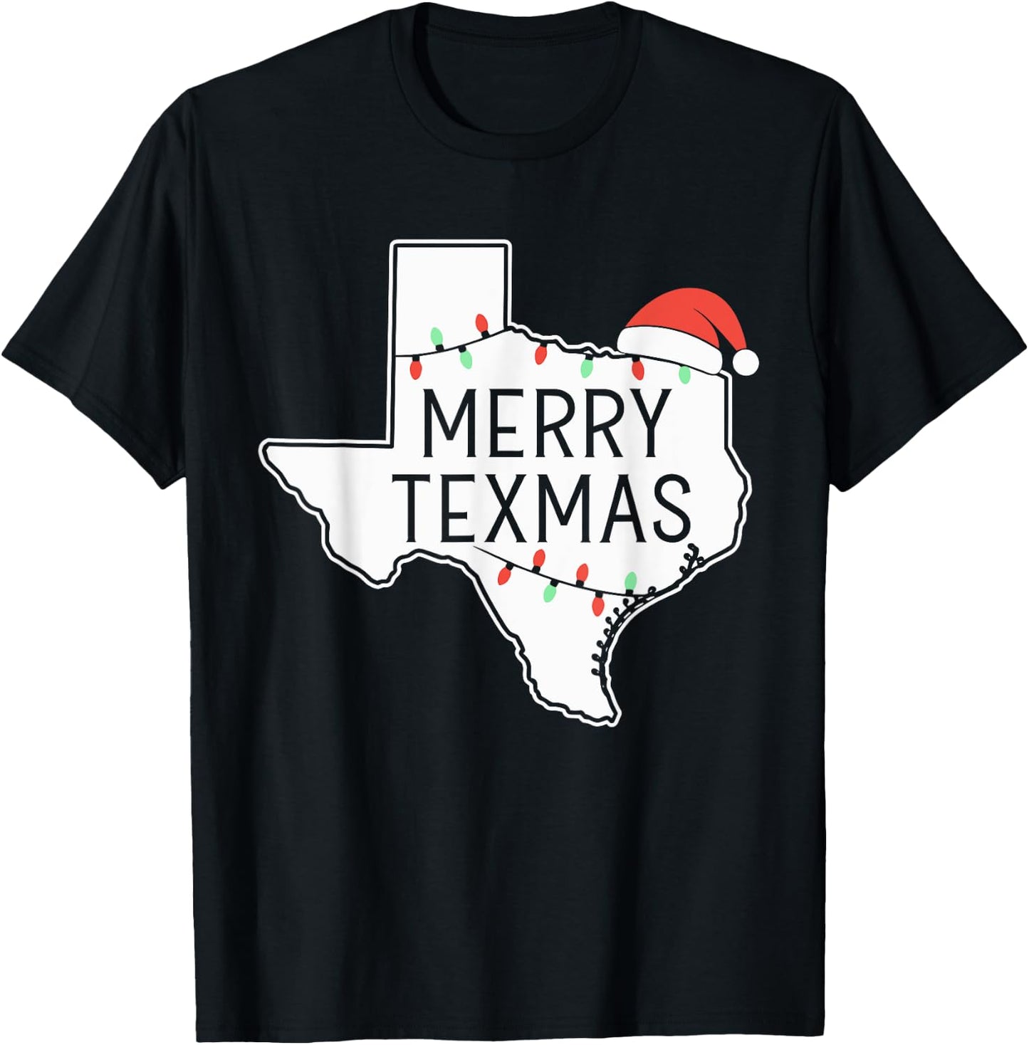 Merry Texmas Texas State Christmas T-Shirt - T-Shirt | Black