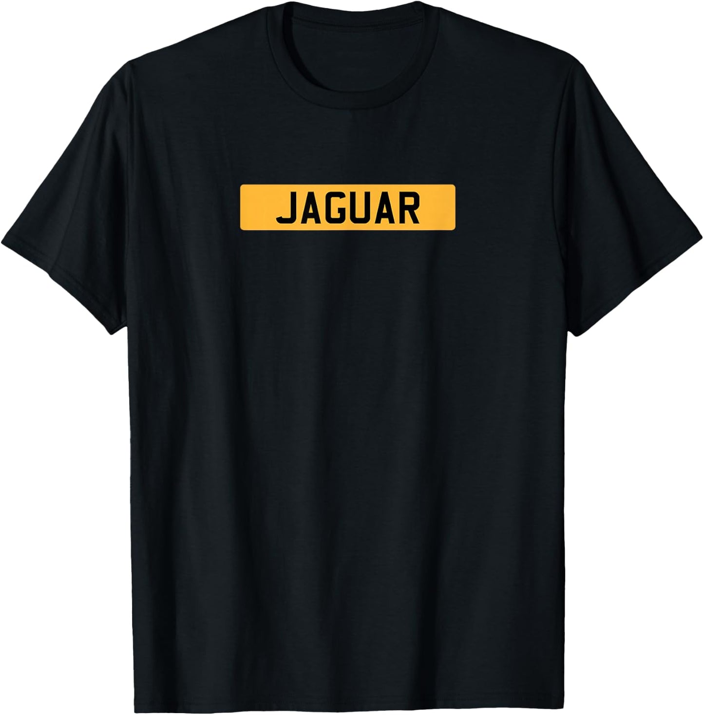 British Classic Sports Car Jaguar Yellow Registration Plate T-Shirt - T-Shirt | Black