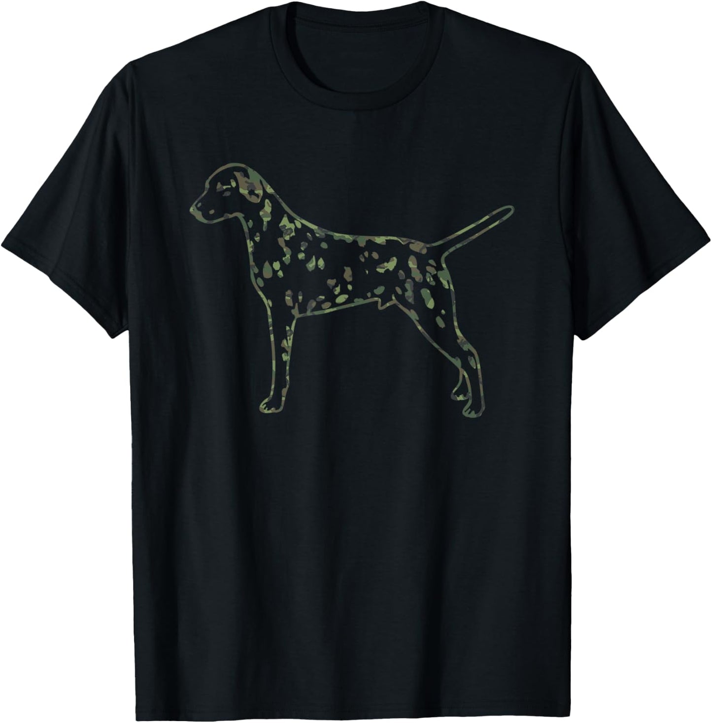 Military Dalmatian Camo Print US Dog Pup Veteran Men Gift T-Shirt - T-Shirt | Black