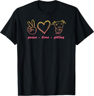 Love My Pitbull Pitbull Mom Gift PEACE LOVE PITTIES T-Shirt - T-Shirt | Black