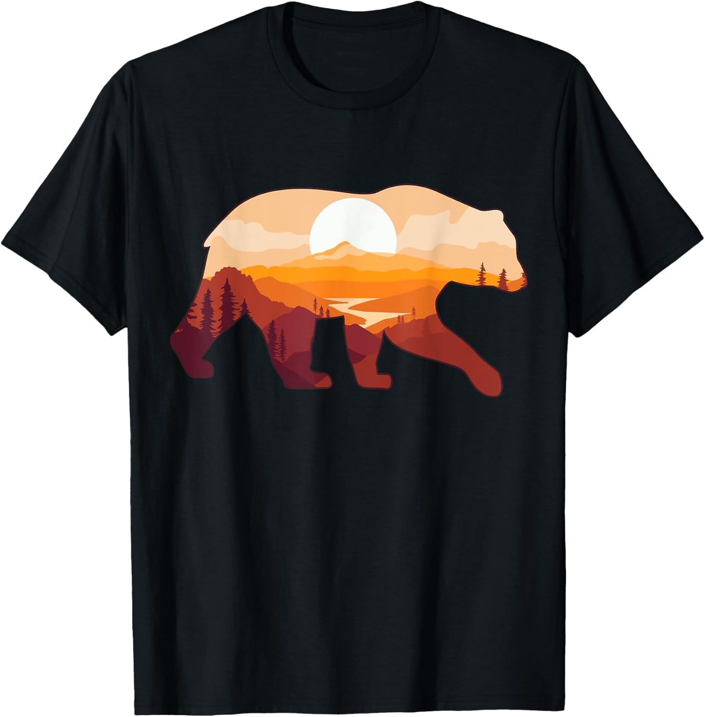 Bear Double Exposure Preserve Surreal Wildlife Animal Themed T-Shirt - T-Shirt | Black