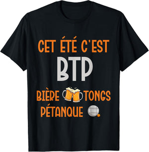 Gift humour summer man aperitif beauf beers flip flops petanque T-Shirt - T-Shirt | Black