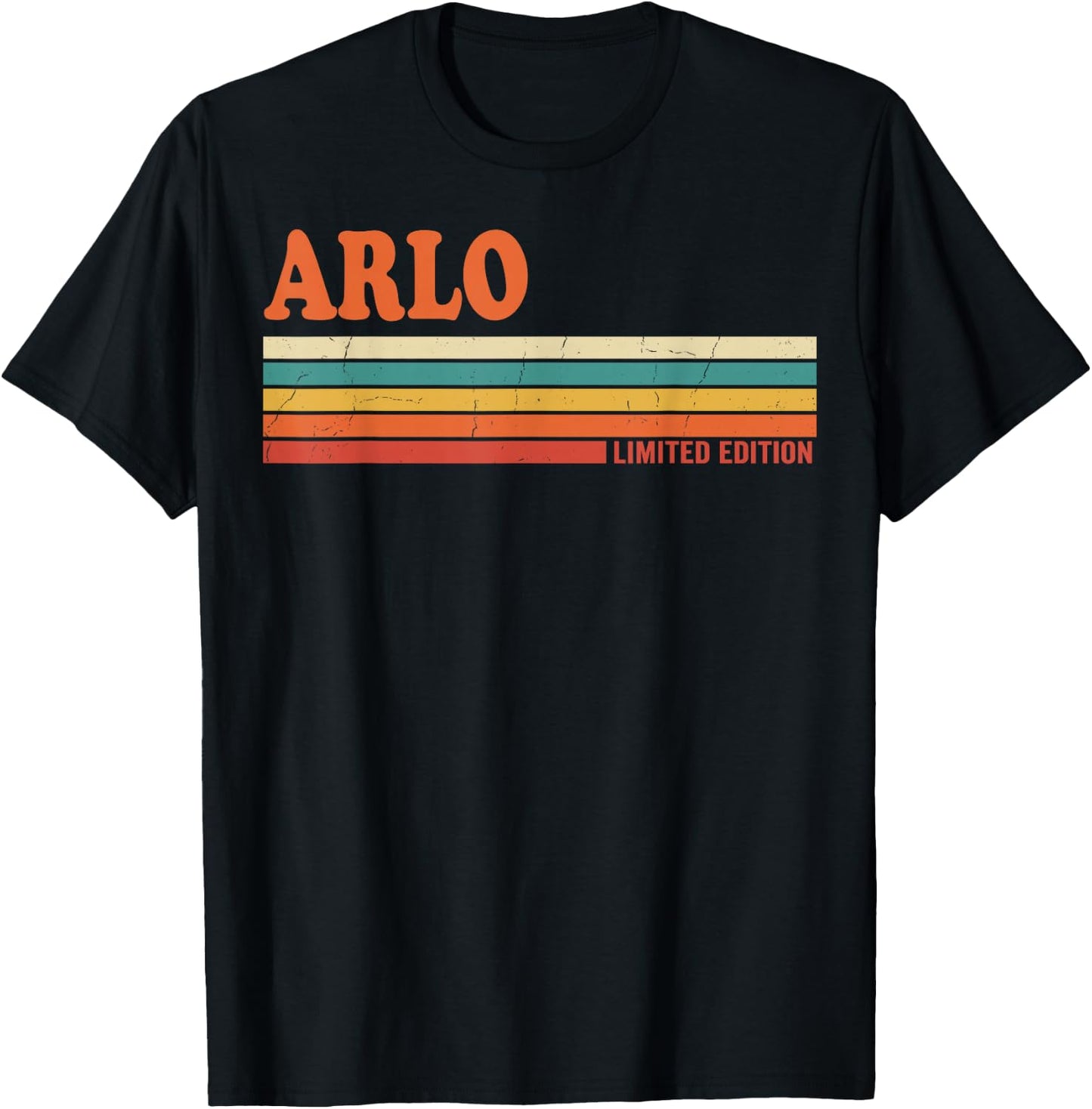 ARLO Retro Personalized First Name Vintage Stripes T-Shirt - T-Shirt | Black