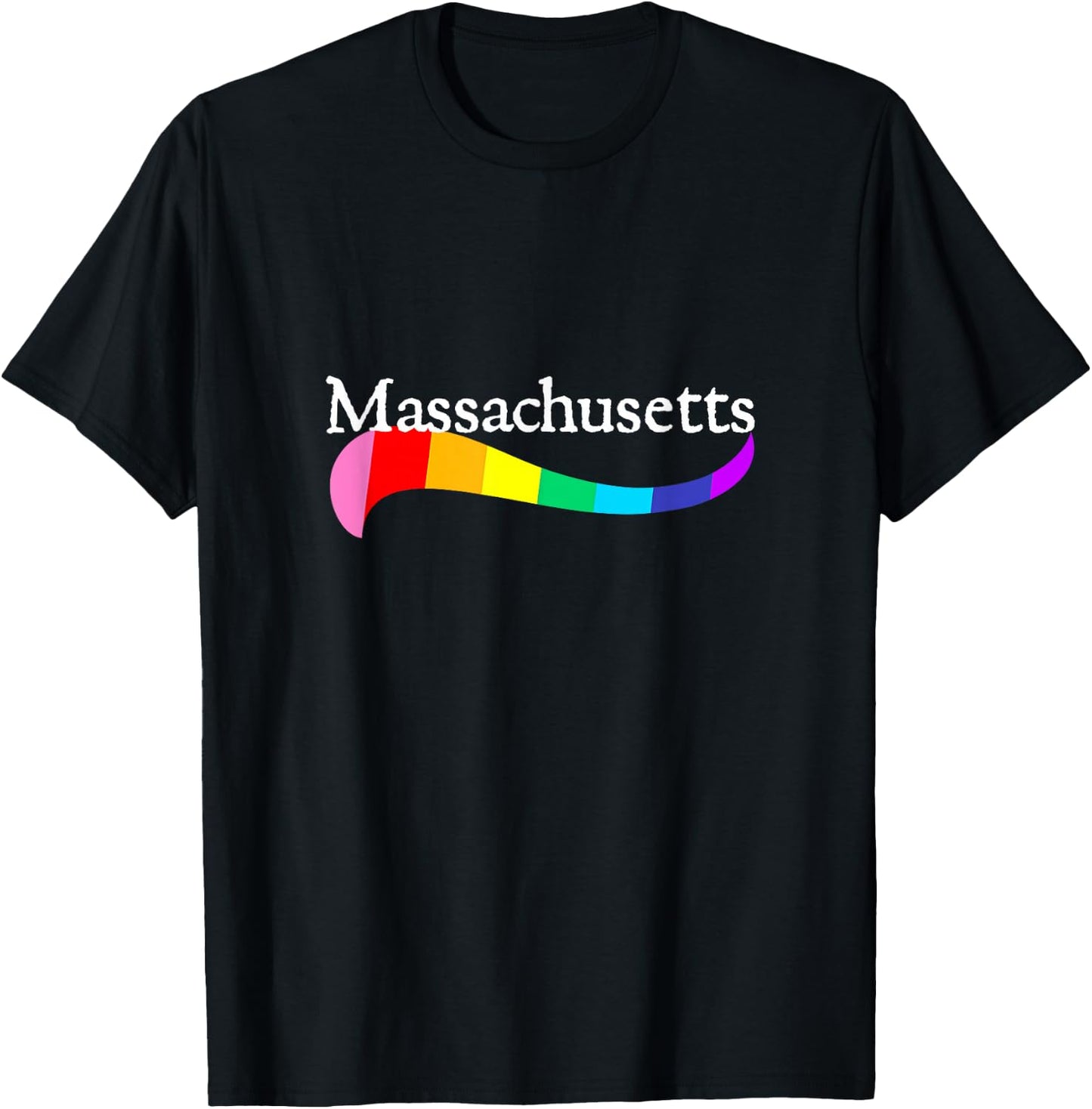 Happy Massachusetts LGBTQ Rainbow Logo Gay Pride Parade Love T-Shirt - T-Shirt | Black