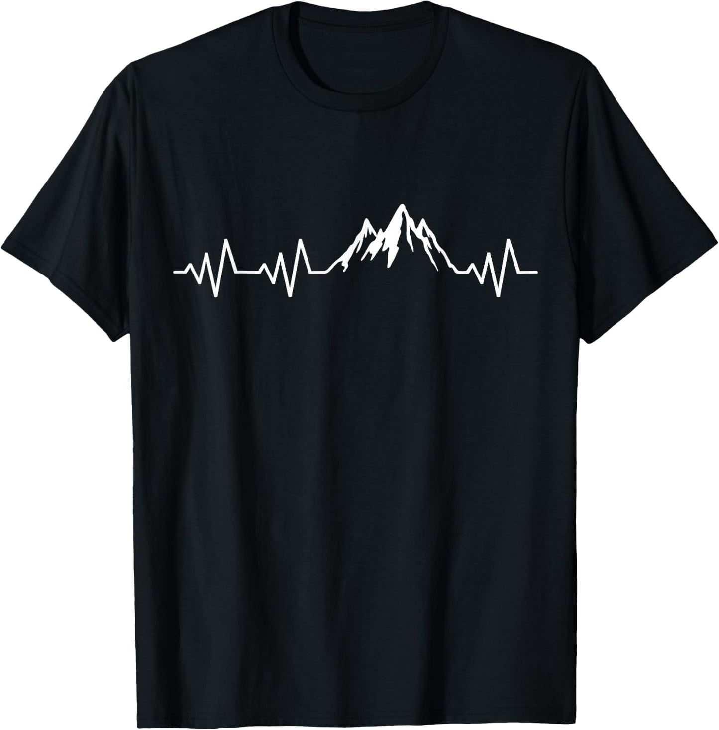for Hiking Heartbeat Mountain Mountain EKG Mountaineering Hiker Pulse, black T-Shirt - T-Shirt | Black