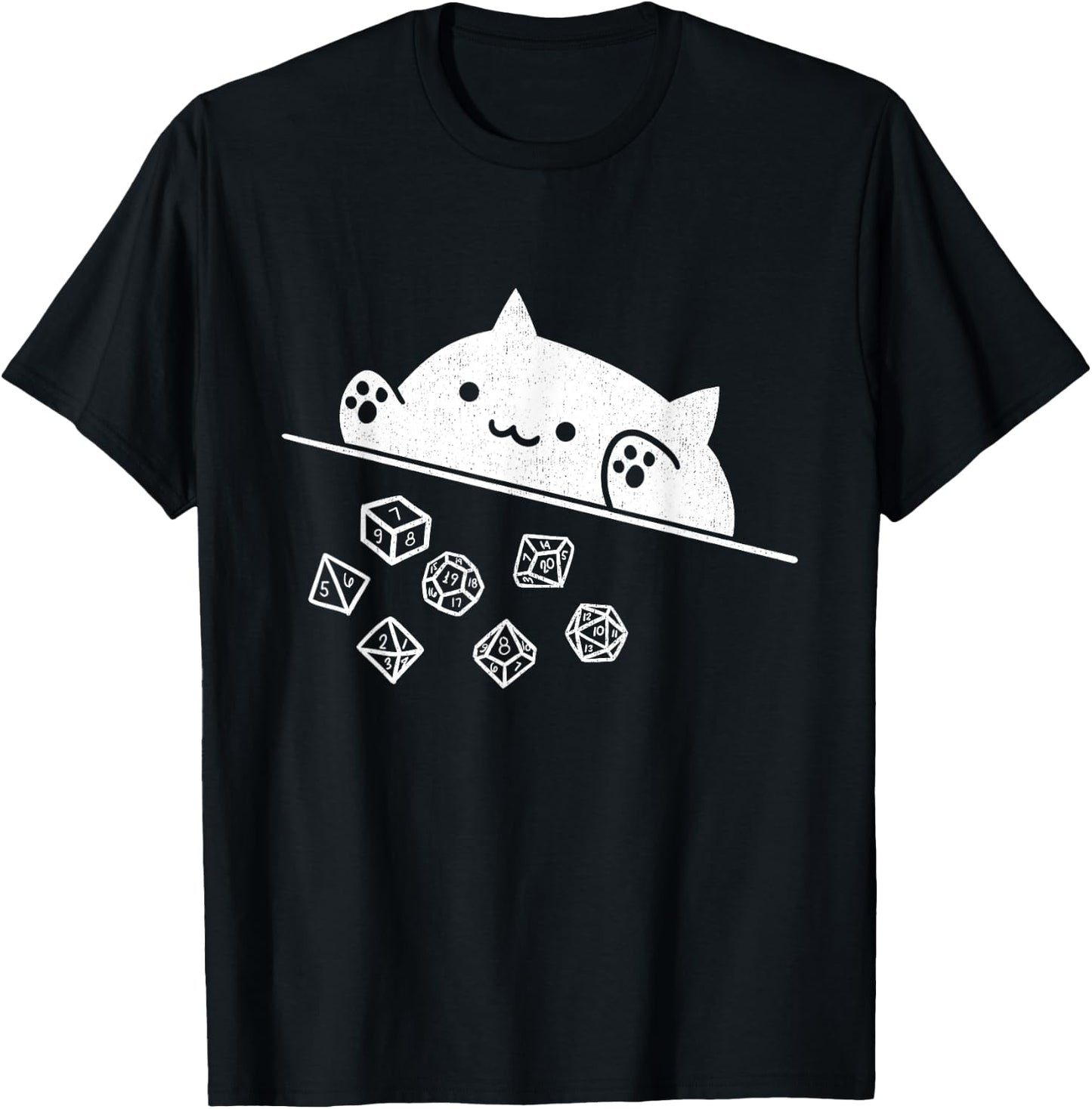 Niedliche Katze Gamer RPG Spiel Regenbogen Würfel Nerdy Männer Frauen Kinder T-Shirt - T-Shirt | Black