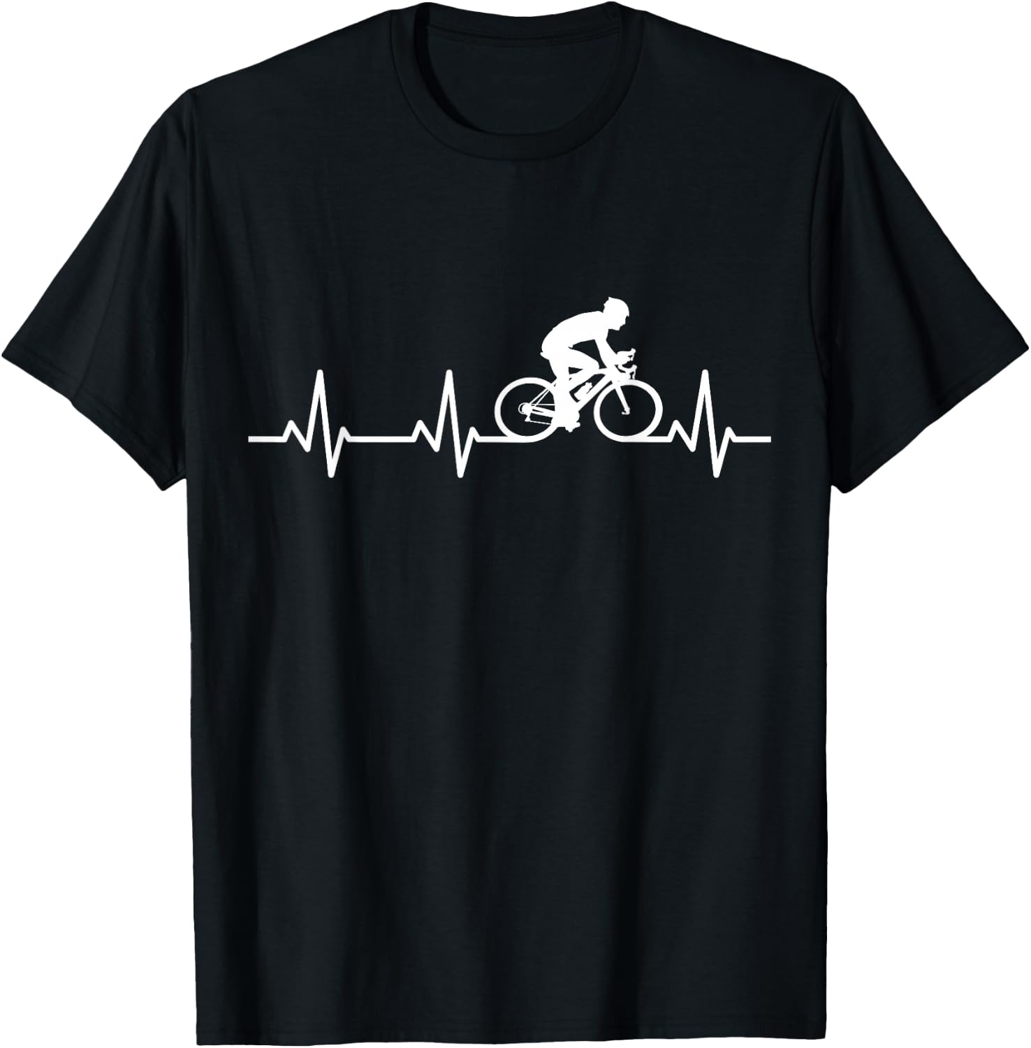 Herzschlag Radfahrer EKG Fahrrad Herzlinie T-Shirt - T-Shirt | Black
