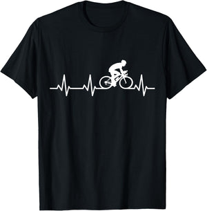 Herzschlag Radfahrer EKG Fahrrad Herzlinie T-Shirt - T-Shirt | Black