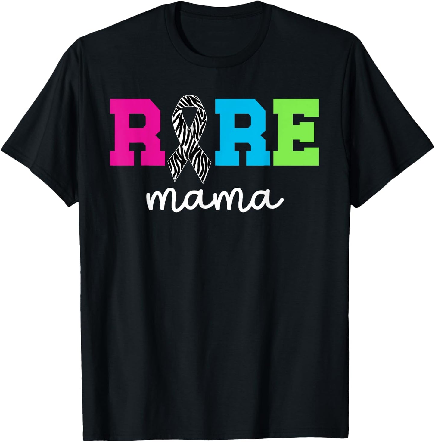 Rare Mama Rare Disease Fighter Mom Rare Disease Awareness T-Shirt - T-Shirt | Black