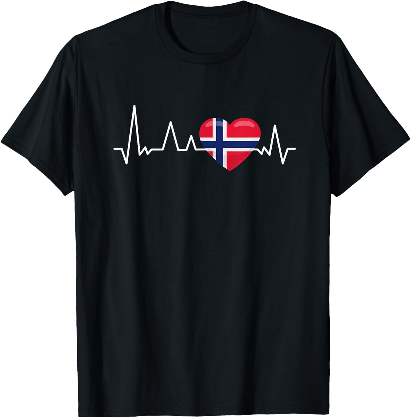 Norwegen Flagge Herzschlag Skandinavien Urlaub T-Shirt - T-Shirt | Black