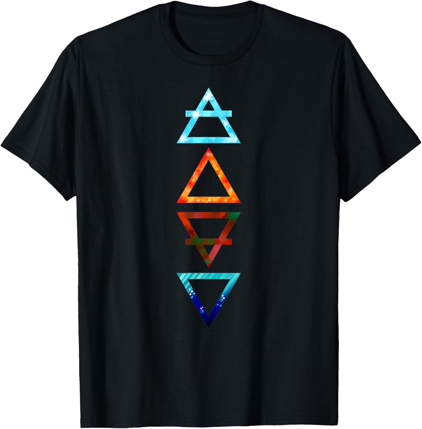 Griechische Dreieckssymbole mit vier Elementen (Luft, Feuer, Erde, Wasser) T-Shirt - T-Shirt | Black