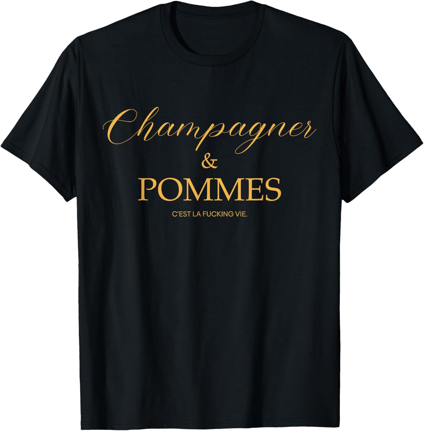 Champion & Pommes C'EST LA VIE , black T-Shirt - T-Shirt | Black