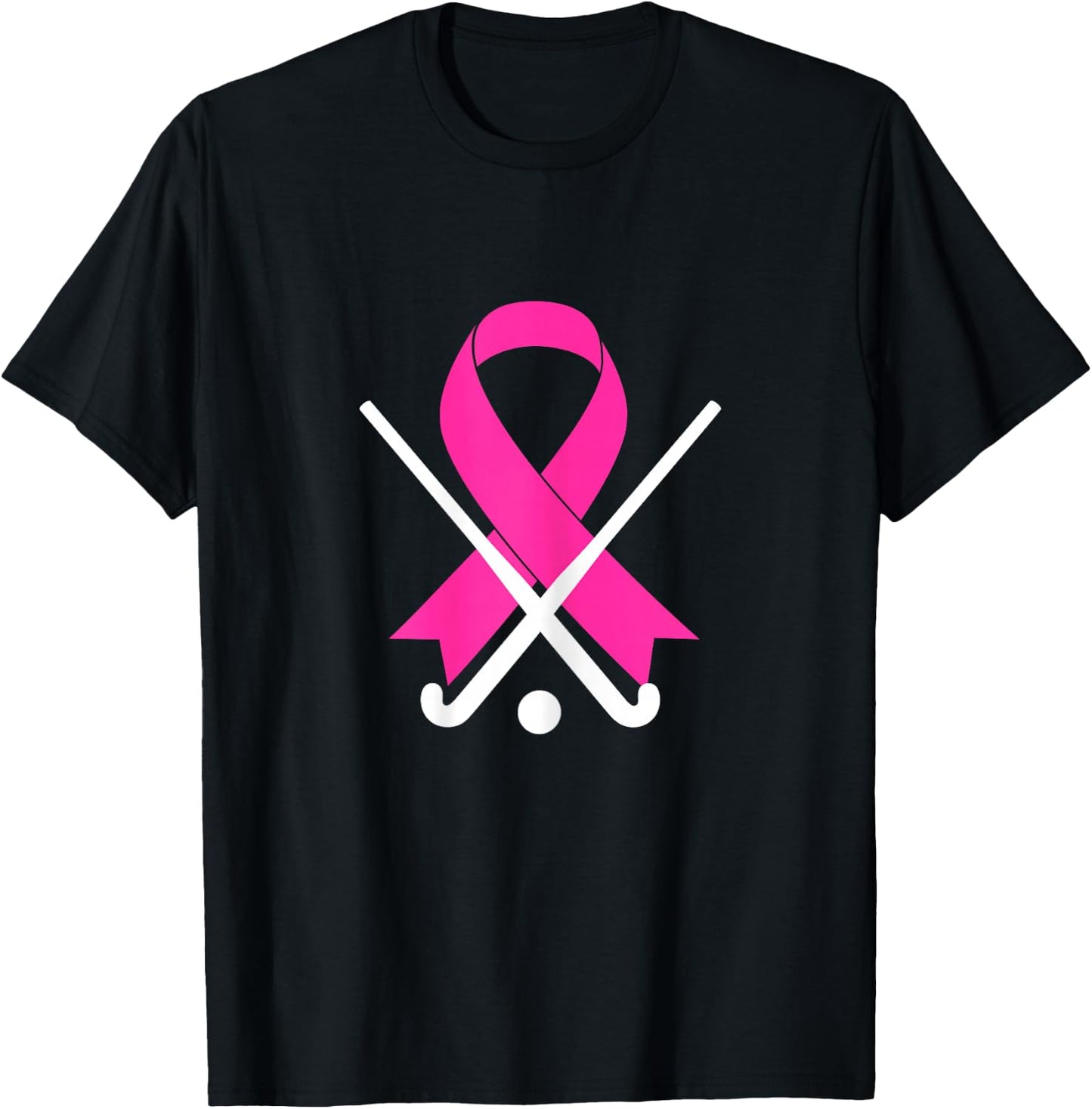Field Hockey for Girls Breast Cancer Awareness Pink Ribbon T-Shirt - T-Shirt | Black