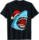 Shark Pixelated Christmas - Funny Shark Xmas T-Shirt - T-Shirt | Black